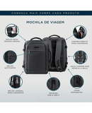 Kit de Mochila de Viagem Attack Preta e Bomba de Sucção Elétrica Portátil